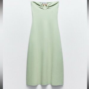 Zara Strapless Sage Green Midi Dress
